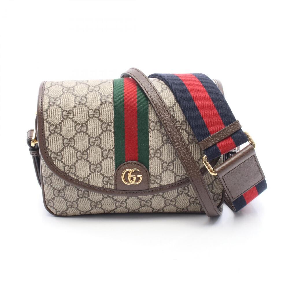 Gucci Ophidia GG Supreme Canvas Leather Multicolor Shoulder Bag Beige Brown